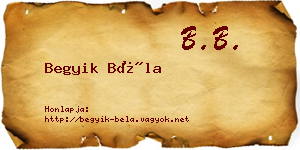 Begyik Béla névjegykártya